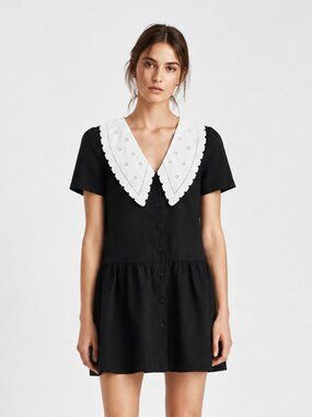 Black Button Front Mini Dress